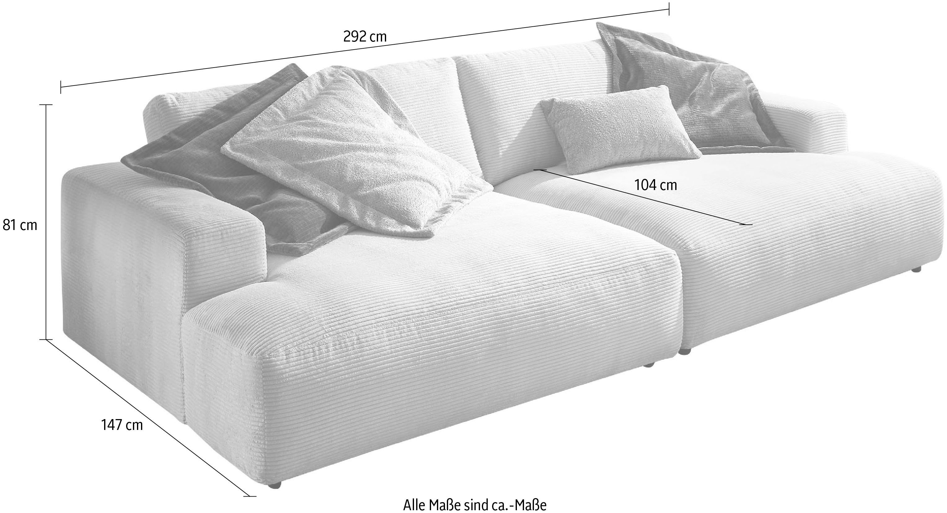 GALLERY M branded by Musterring Loungesofa Lucia, Cord-Bezug, Breite 292 cm