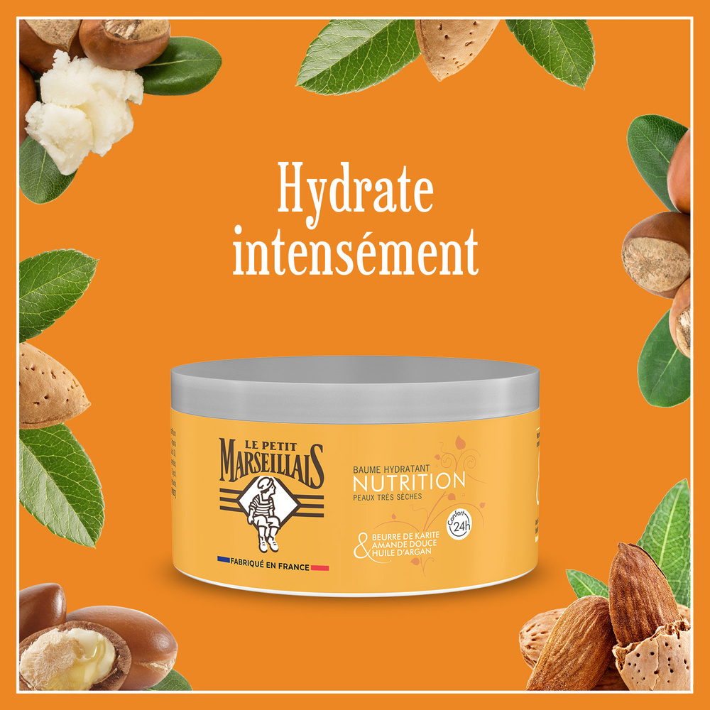 le petit marseillais Baume Hydratant Nutrition, Karité Amande Douce & Argan, 300ml Baume corps
