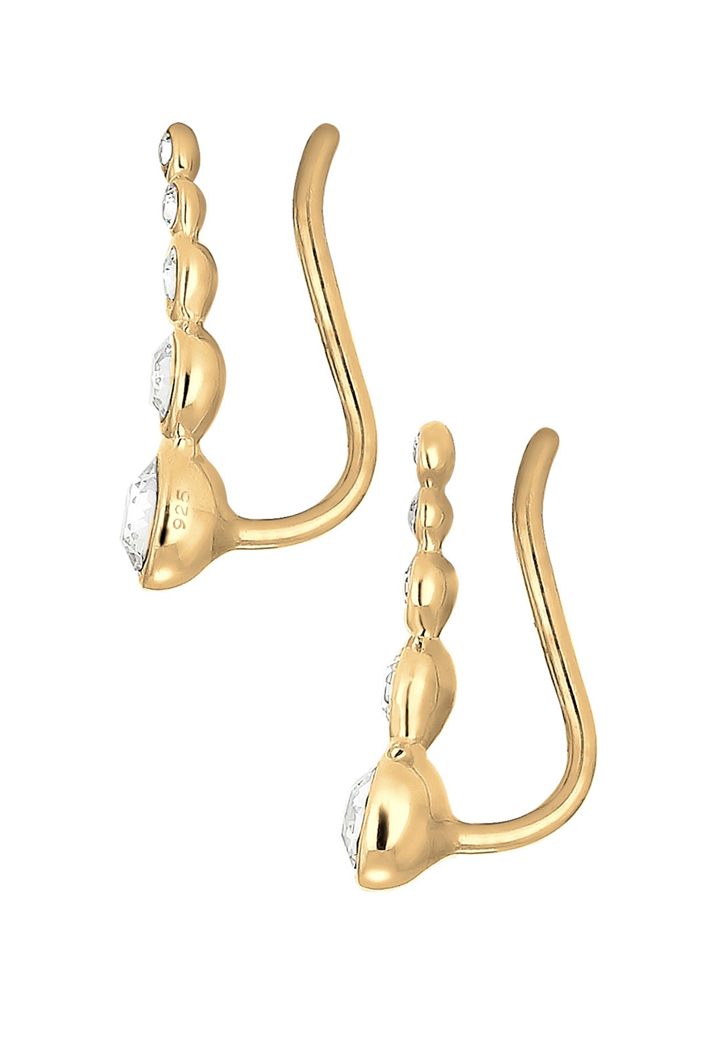 Pendiente tipo ear cuff geométrico Elli para mujer con cristales de plata de ley 925