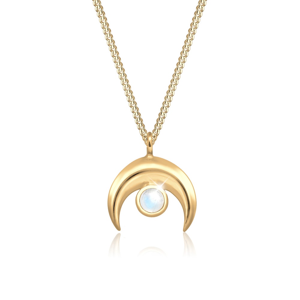 Elli Elli Collier Femme Pendentif Demi Lune Pierre de Lune - (925/1000) Argent collier