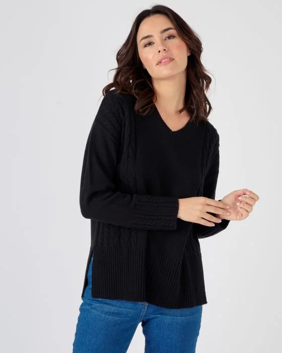 Pull col V à torsades