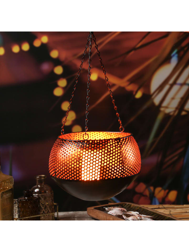MARELIDA LED Solar Laterne Hängeleuchte mit Flammeneffekt D: 21cm in kupfer günstig kaufen onesize