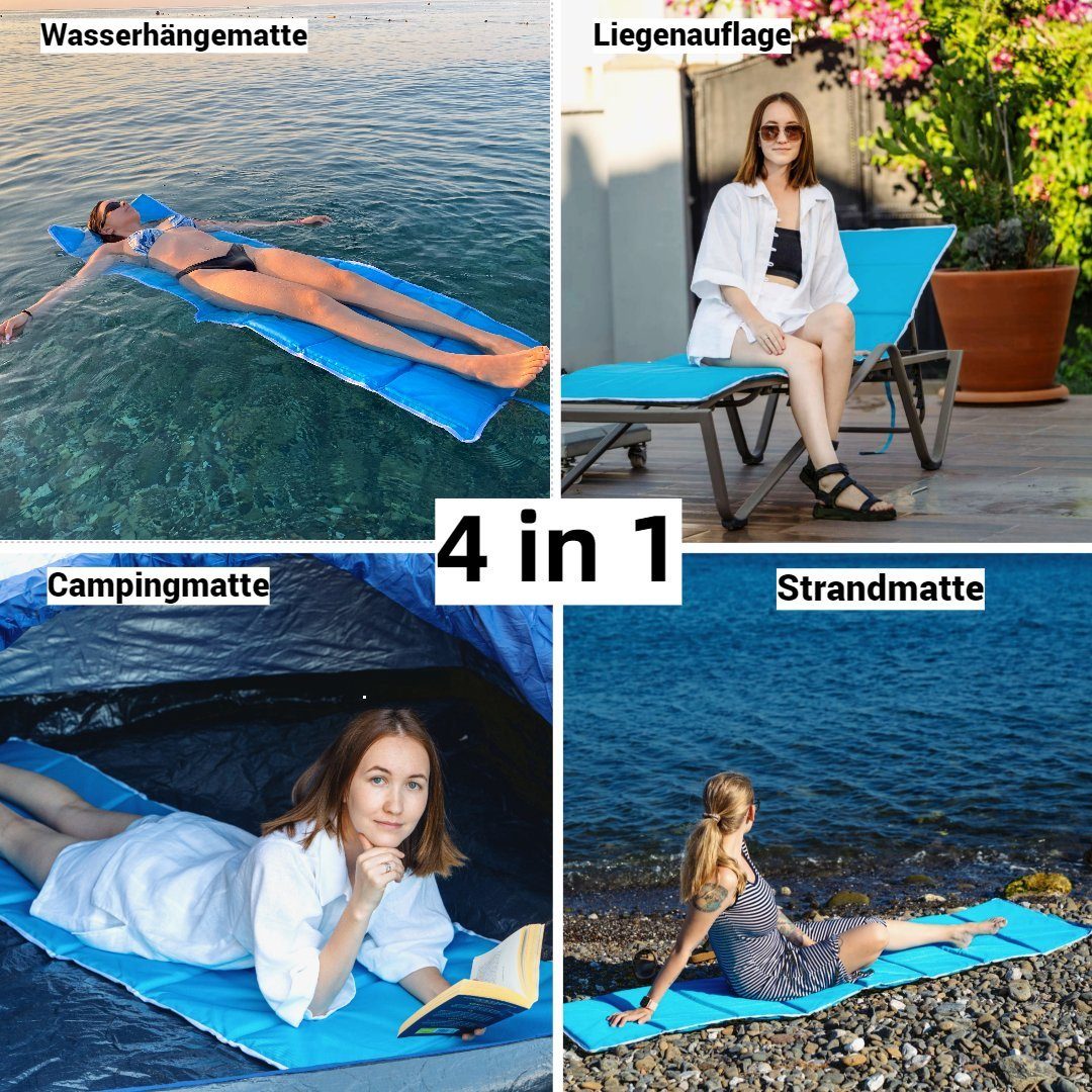 StarK Multifunktionsliege 4in1 Strandmatte-Wasserhängematte für Pool und Strand-, Bequeme Sonnenliegen Auflage, -Gepolsterte Auflage für Gartenliege, - Faltbare Camping Isomatte