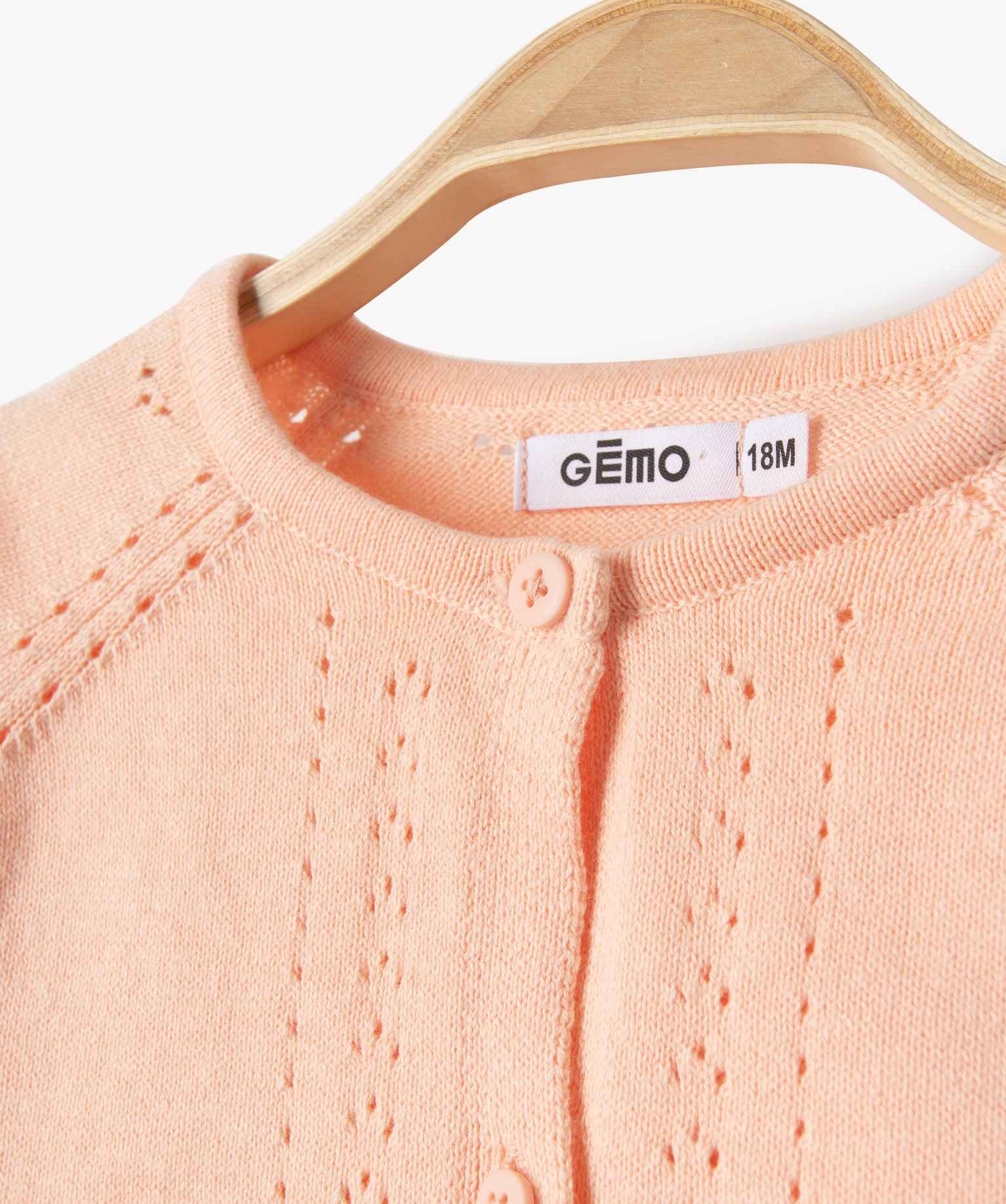 Gilet bébé fille court à maille ajourée rose | GEMO