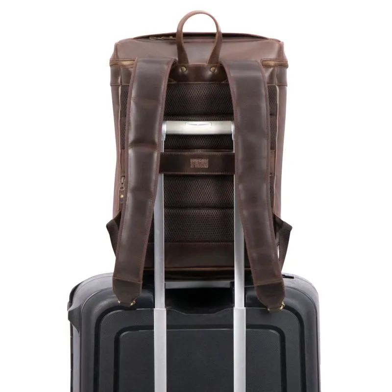 Buckle & Seam Leder Rucksack Siwa - Braun \/ Blau