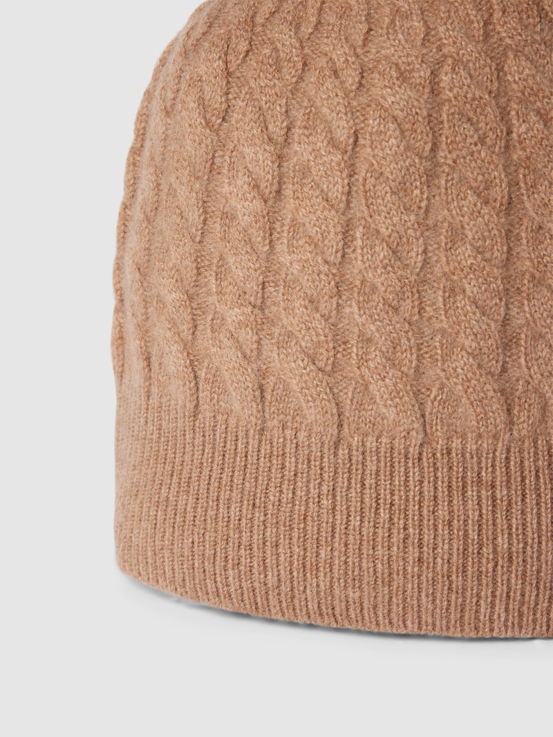 Strickmütze aus Kaschmir in camel meliert