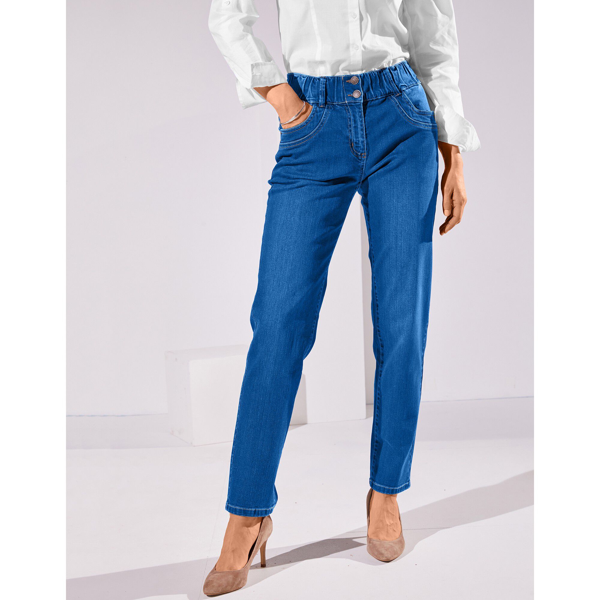 Jean mom taille élastiquée stretch