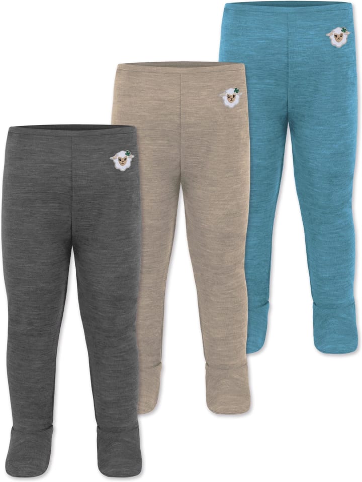 Normani Outdoor Sports 3er Pack Baby Merino Unterhose mit Füßen in Blau/Beige/Anthrazit günstig kaufen