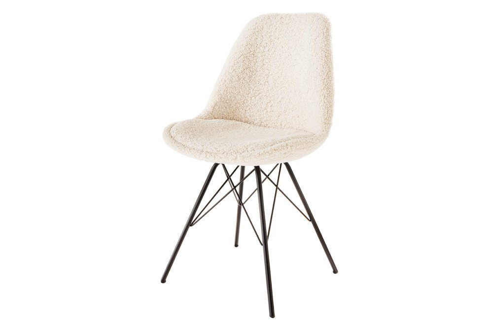 riess-ambiente Stuhl SCANDINAVIA MEISTERSTÜCK creme / schwarz (Einzelartikel, 1 St), Esszimmer · Bouclé · Metall · Modern Design