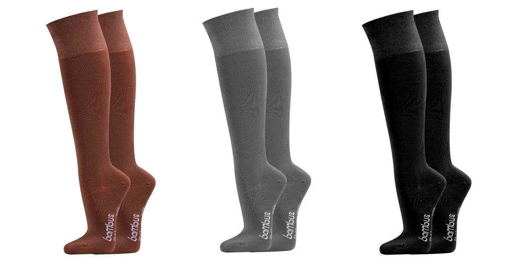 FussFreunde Kniestrümpfe 4 Paar Bambus-Kniestrümpfe ohne Gummidruck, Anti-Loch-Garantie