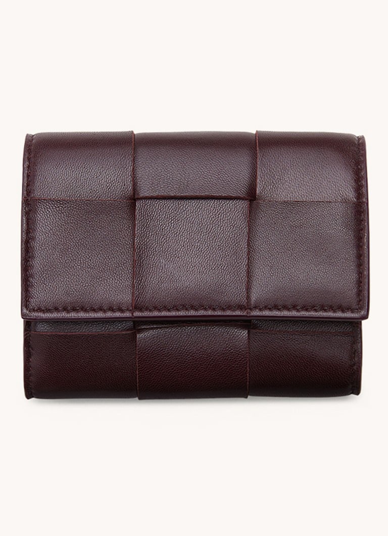 Portfel Bottega Veneta z jagnięcej skóry, składany na trzy części