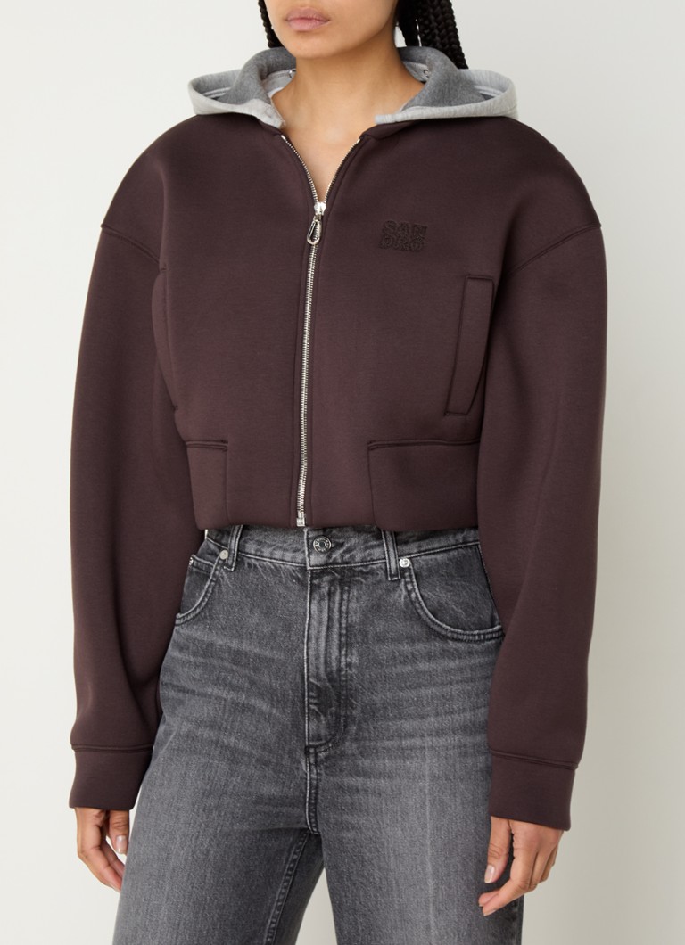 Sweat-shirt court Sandro Jake avec logo et capuche amovible