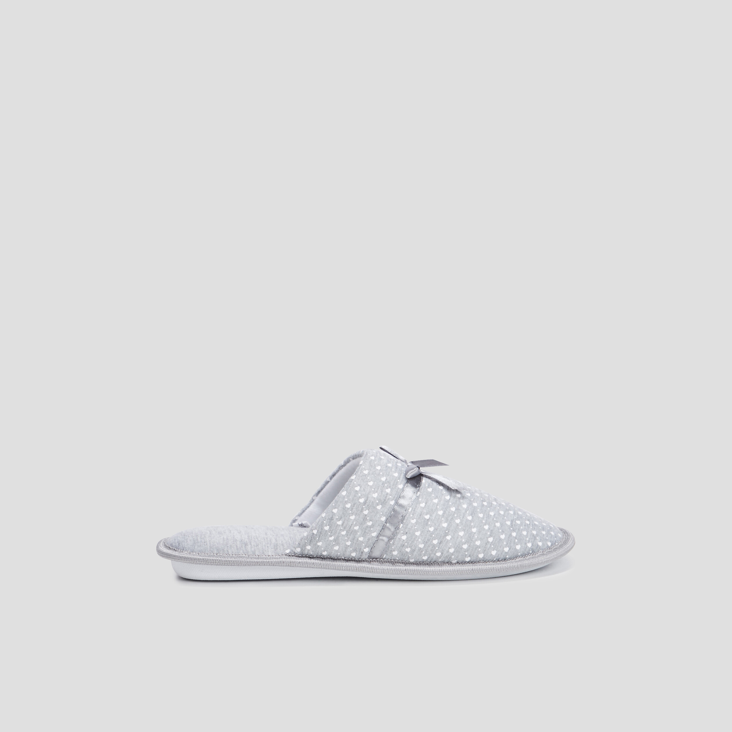 Chaussons mules petits coeurs gris femme | La Halle