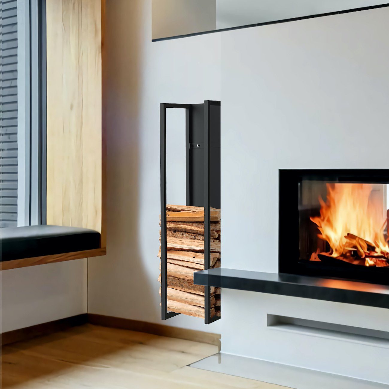 DanDiBo Kaminholzregal DanDiBo Kaminholzregal Metall Schwarz Kaminholzständer 100 - 120 cm