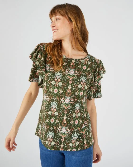 Tee-shirt manches papillon volantées