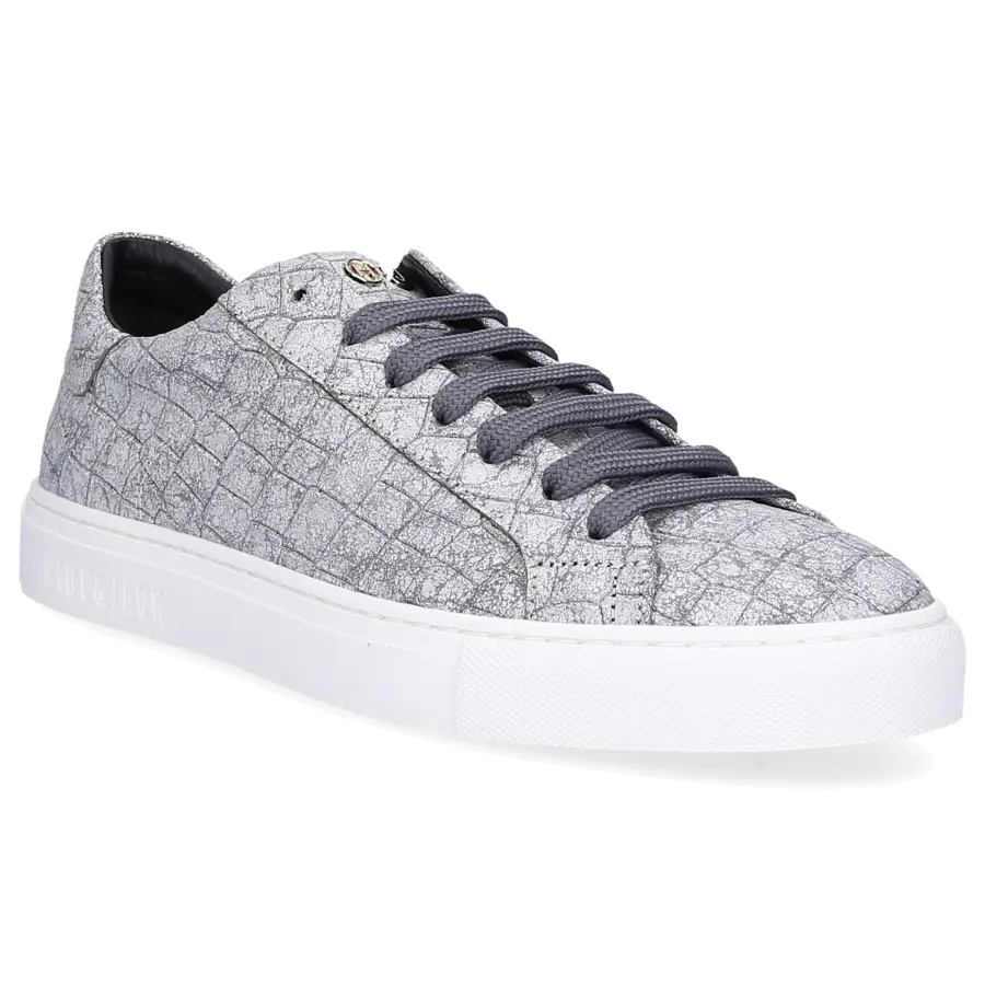 Hide & Jack - Sneaker low LOW TOP SNEAKER Kalbsleder Logo weiß silber - grau