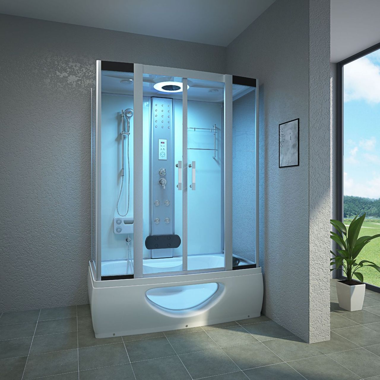TroniTechnik Komplettdusche Duschtempel Badewanne Wanne Duschkabine Dusche TINOS 135x80