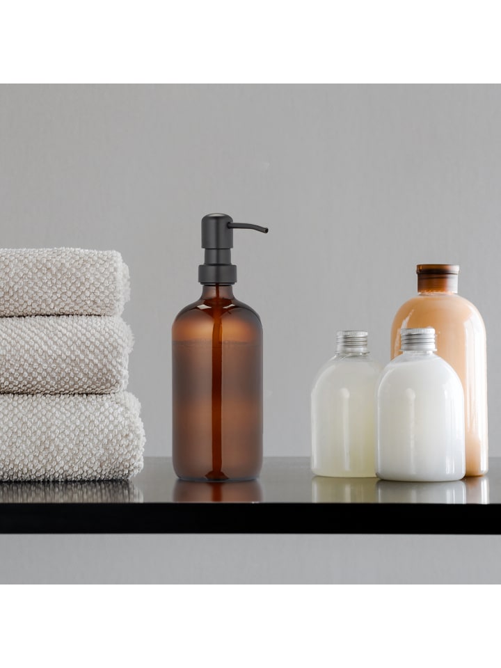 relaxdays 2 x Glas Seifenspender in Braun - 500 ml günstig kaufen onesize
