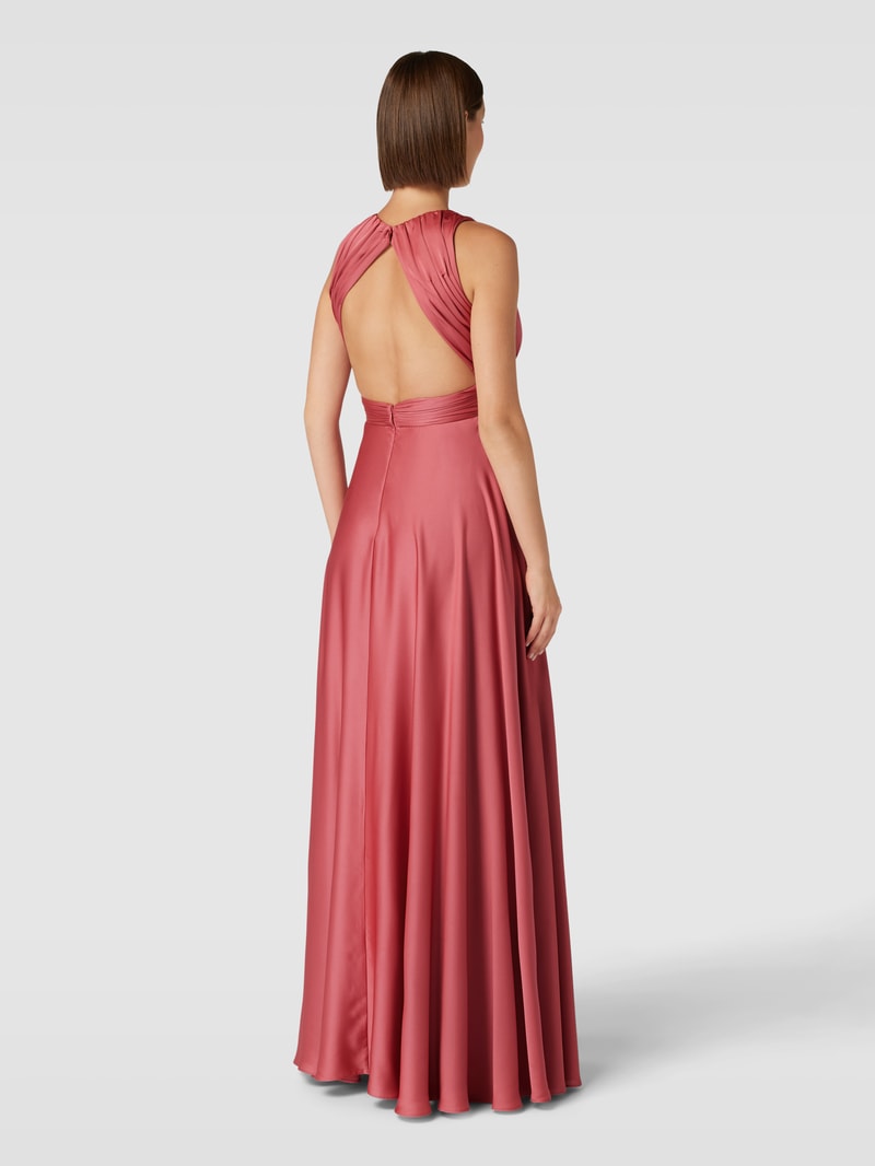 Abendkleid mit Raffungen in rostrot meliert