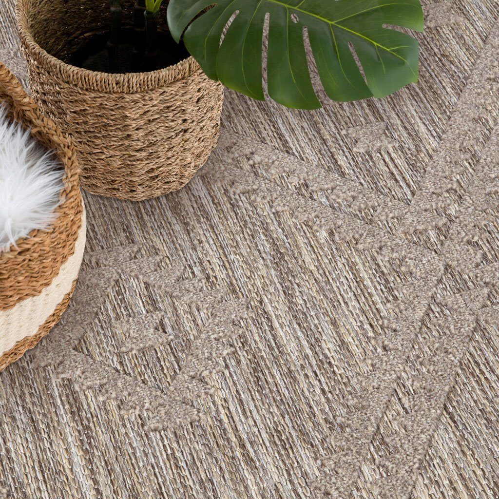 Teppich In-& Outdoorteppich Santorini 454, 3D-Effekt, Raute-Optik, Carpet City, rechteckig, Höhe: 5 mm, Wetterfest & UV-beständig für Terrasse, Balkon, Küche, Flur