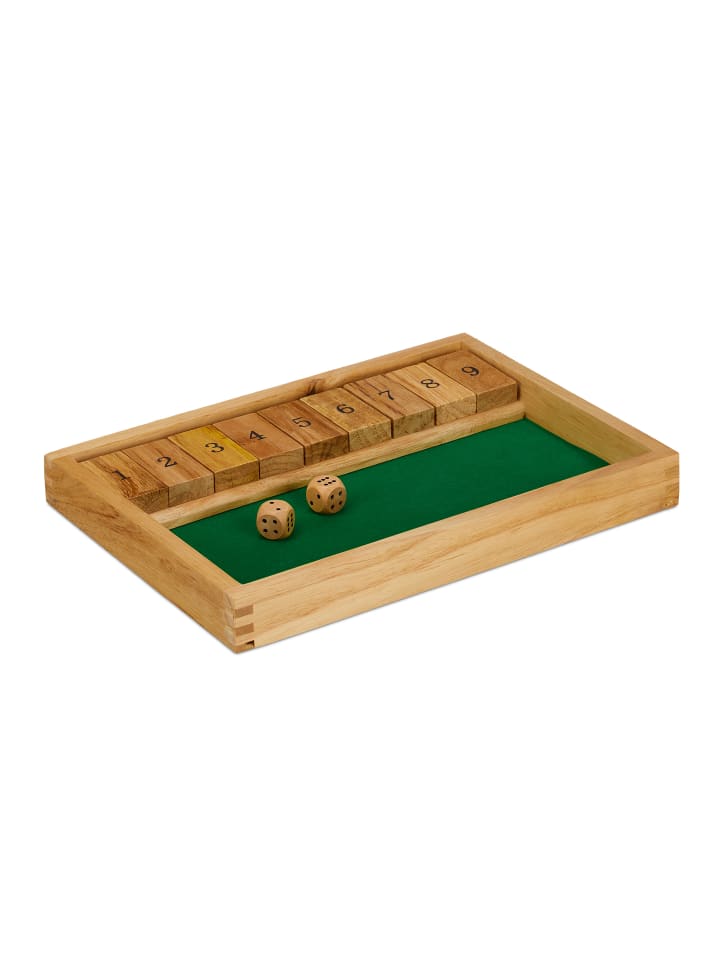relaxdays Shut the Box Spiel in Natur/Grün günstig kaufen onesize