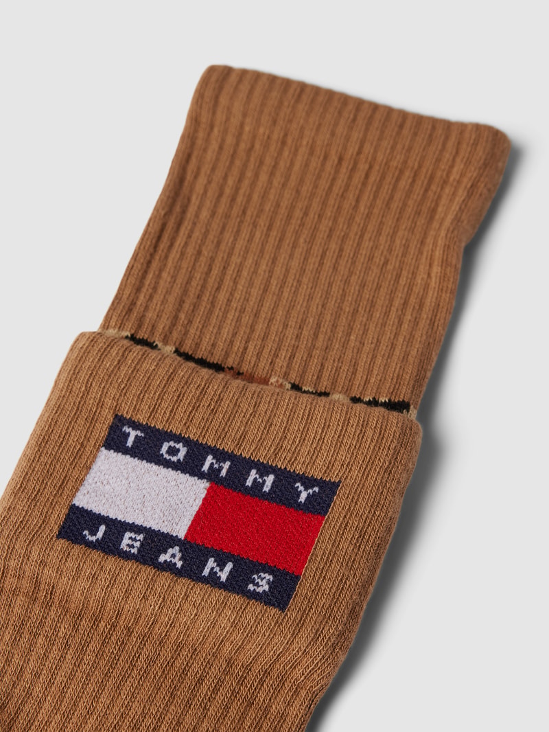 Socken mit Label-Details Modell 'Fold' in camel