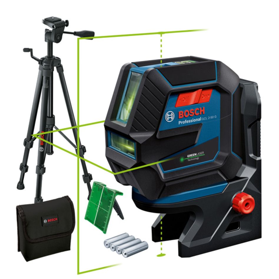 Bosch plavi 0601066M01 GCL 2-50 G Kombinovani zeleni laser sa tačkastim i linijskim laserom + stativ BT150