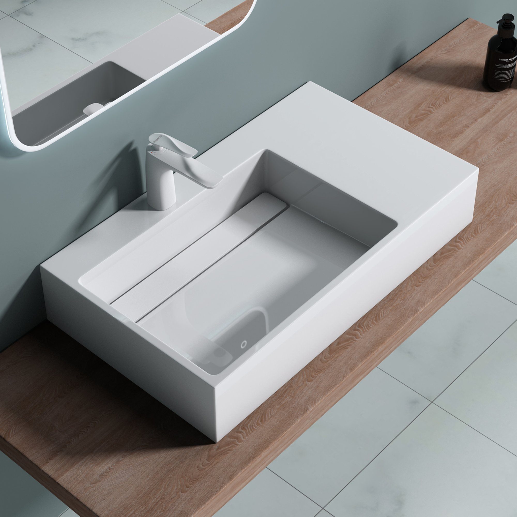 doporro Waschbecken doporro Design Hängewaschbecken Col12 Gussmarmor Aufsatzwaschbecken