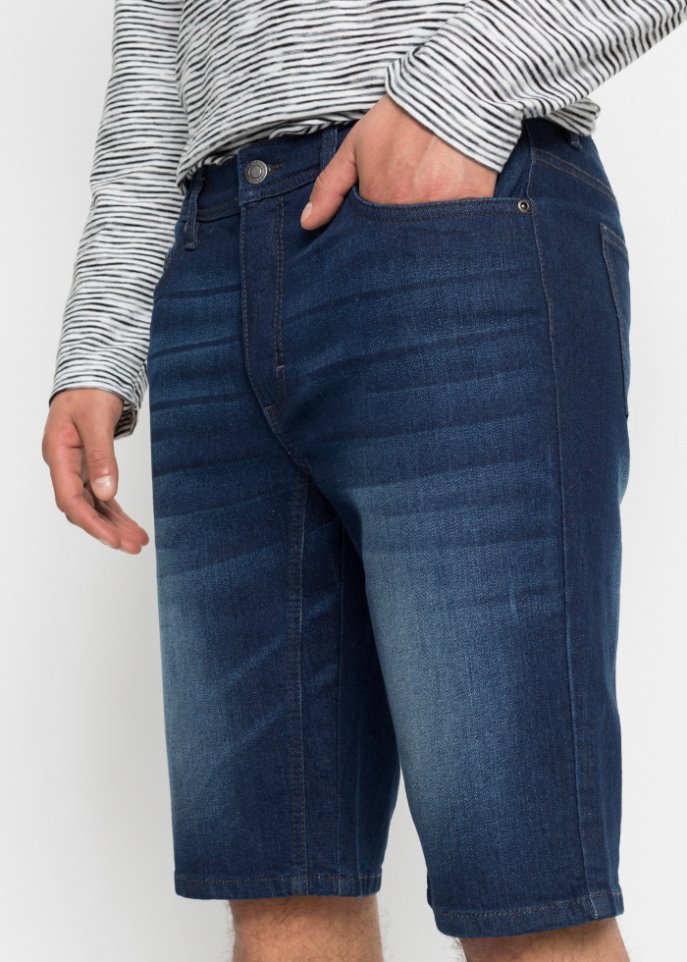 Stretch-Jeans-Bermuda mit verstärktem Schritt, Regular Fit