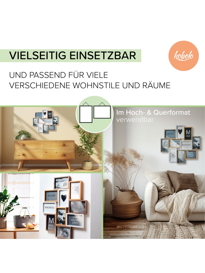 kobolo Bilderrahmen Collage HEART in Braun günstig kaufen onesize