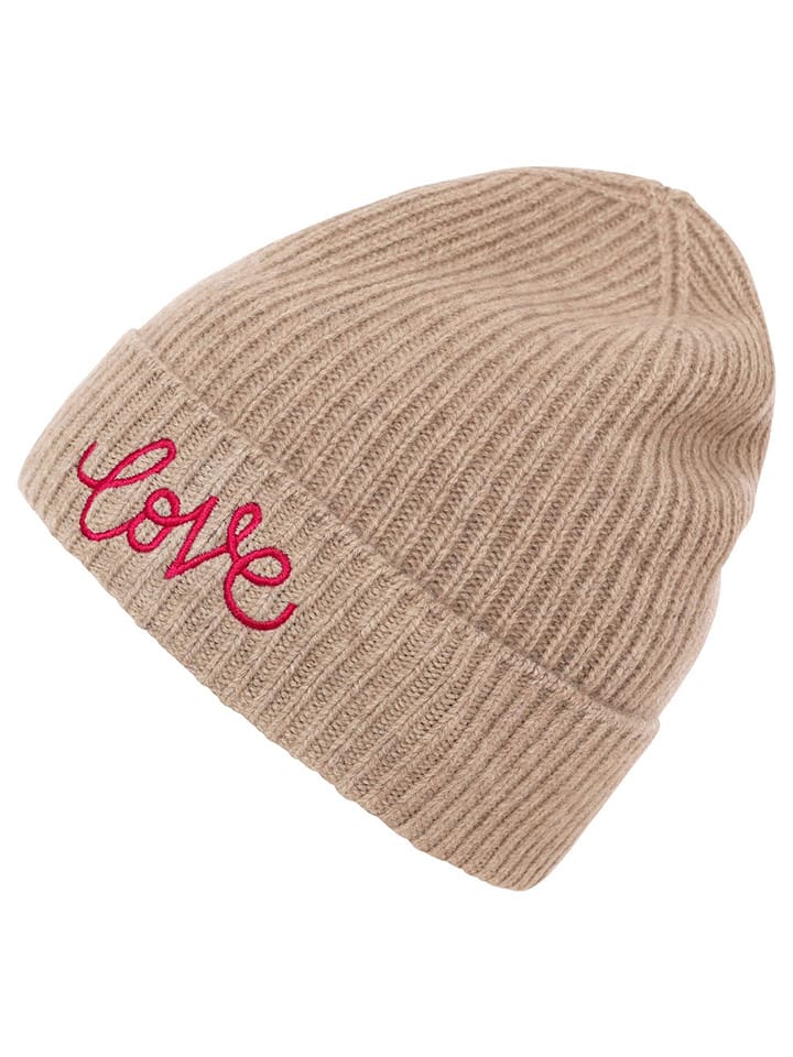 Zwillingsherz Kaschmir-Beanie in Hellbraun günstig kaufen onesize