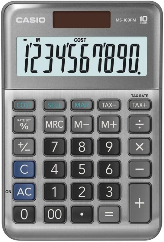 Casio Tischrechner MS-100FM 10-stelliges Display Grau