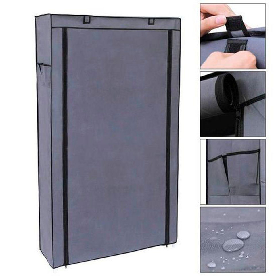 ADOB Schuhschrank Schuhregal fü 50 Paar Schuhe mit Vliess-Stoffhülle und Reissverschluss Korpus aus Metall/Kunststoff, Farbe grau