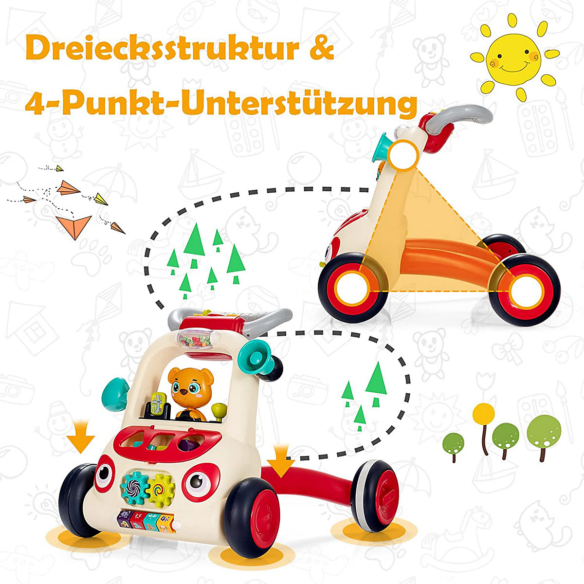 Lauflernwagen mit Musik & Licht & Spielbrett ab 9 Monaten