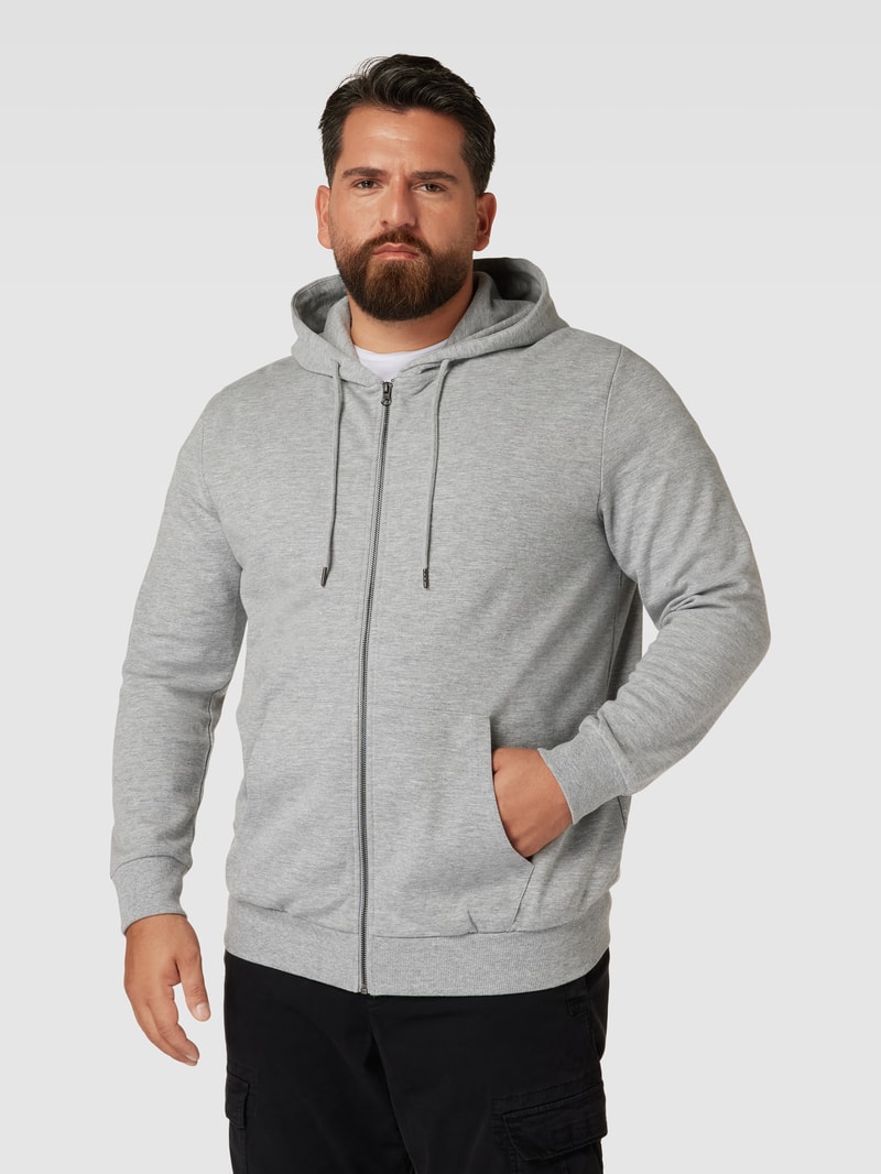 PLUS SIZE Sweatjacke mit Kapuze Modell 'BASIC' in hellgrau meliert