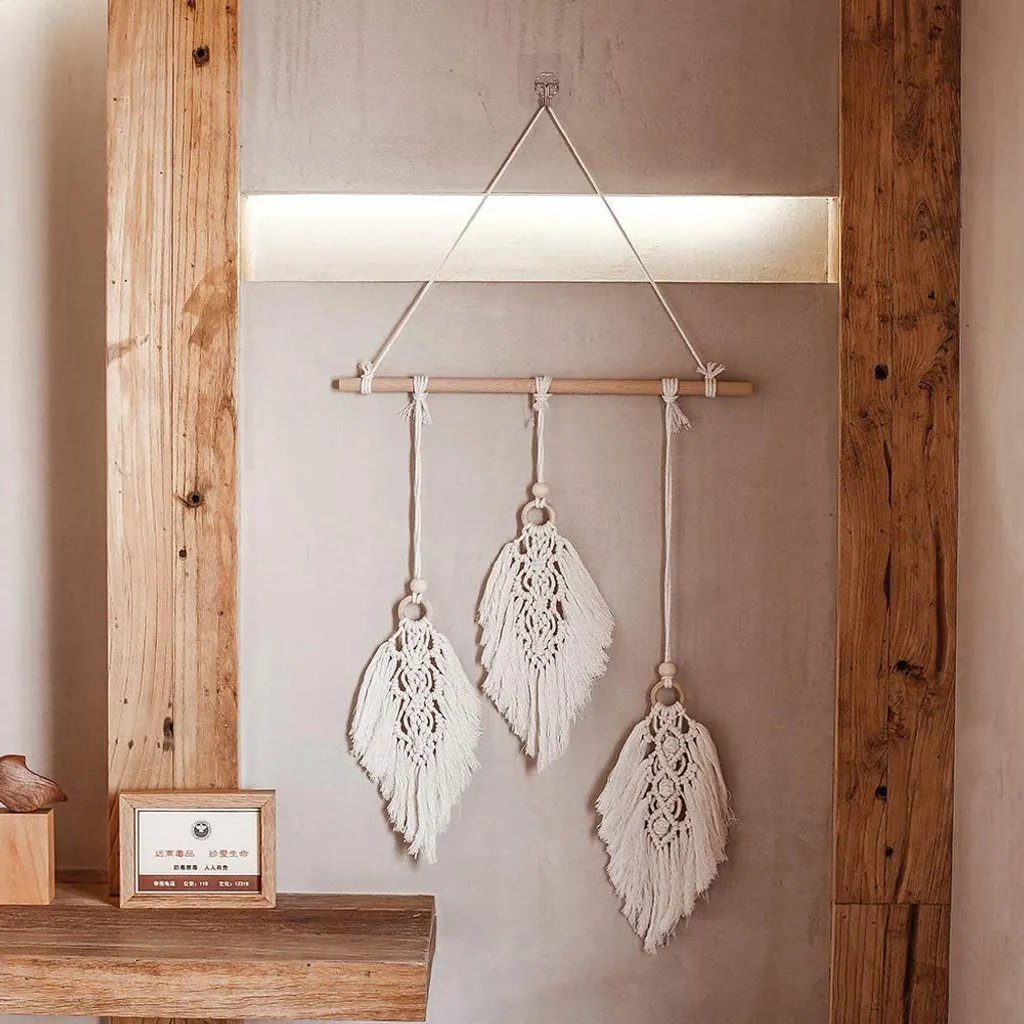 Wandteppich Makramee Wandbehang Handgemachte Vorhänge Tapisserie Wandteppich, Lamon, Handgewebte Makramee Vorhang,Boho Wanddekoration