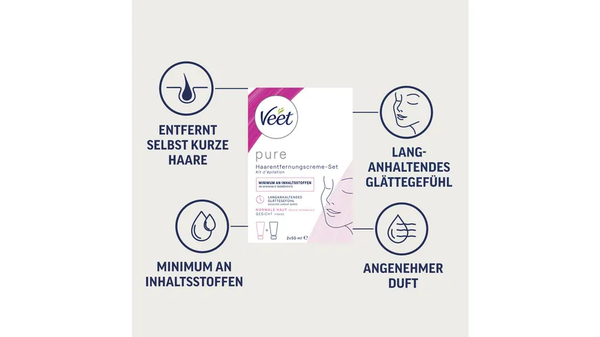 Veet PURE Gesicht Haarentfernungs-Creme Set 100 ml