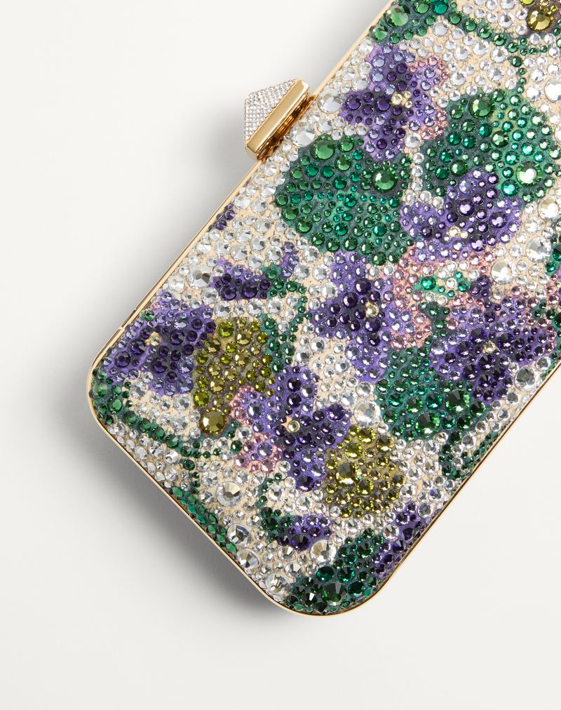 Carry Secrets Minaudière com Strass e Motivo Floral
