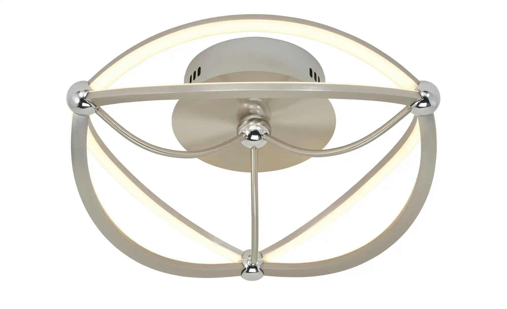 Trio LED-Deckenleuchte, Nickel-matt, geschwungen