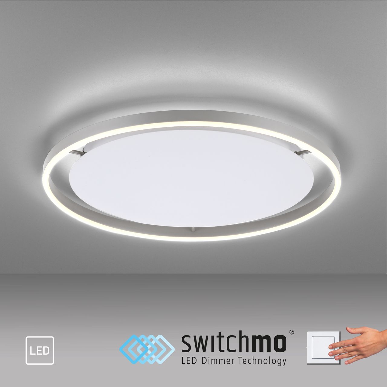 JUST LIGHT LeuchtenDirekt LED Deckenleuchte RITUS, rund, 3-Stufen Dimmer, 3000Kelvin, Innenleuchte, IP20