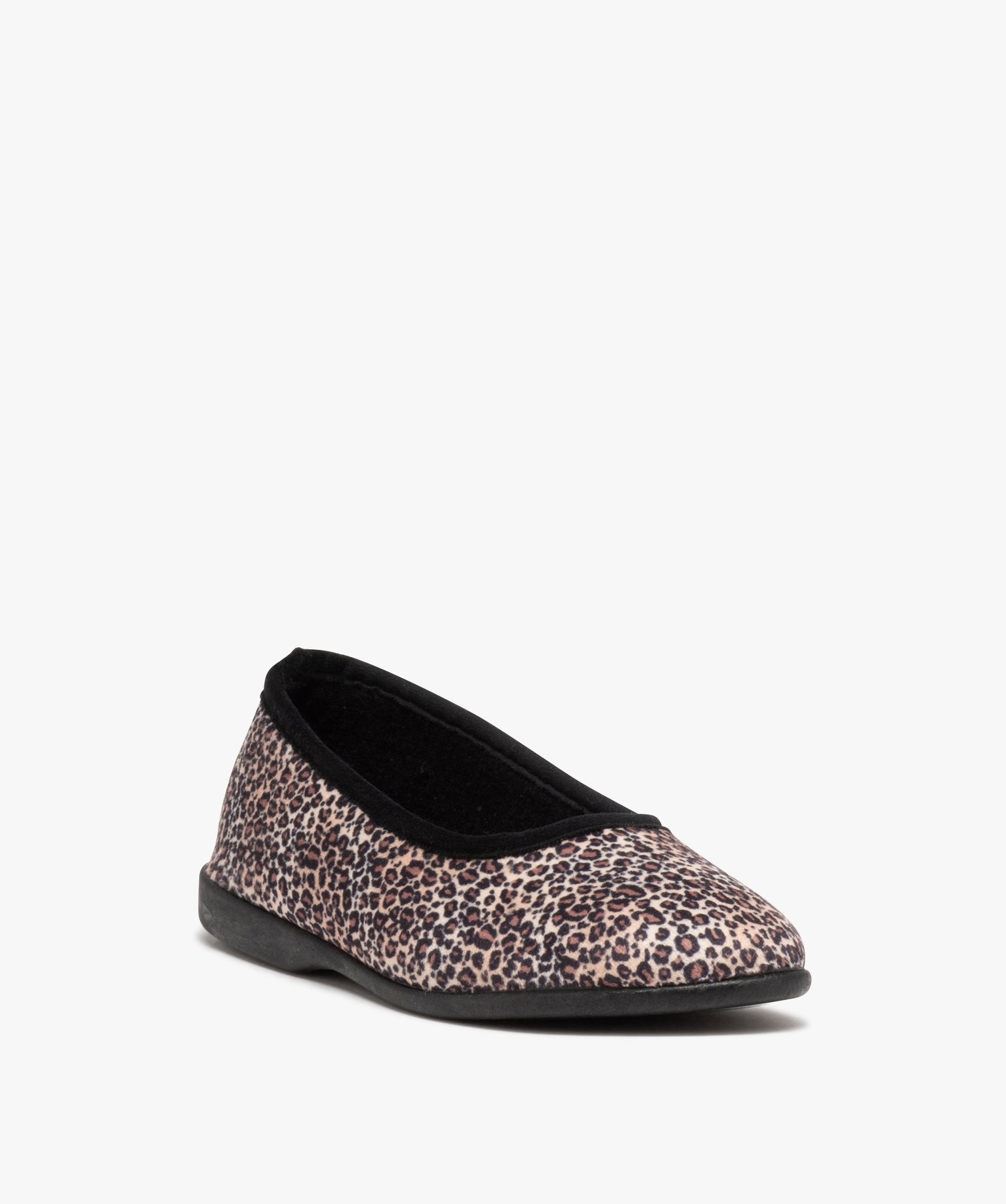 Chaussons femme ballerines en velours léopard imprime | GEMO