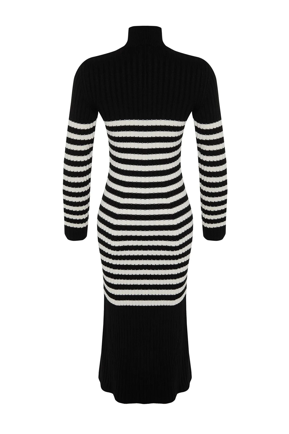 Trendyol Collection  Schwarzes gestreiftes Maxi-Strickkleid TWOAW24EL00091
