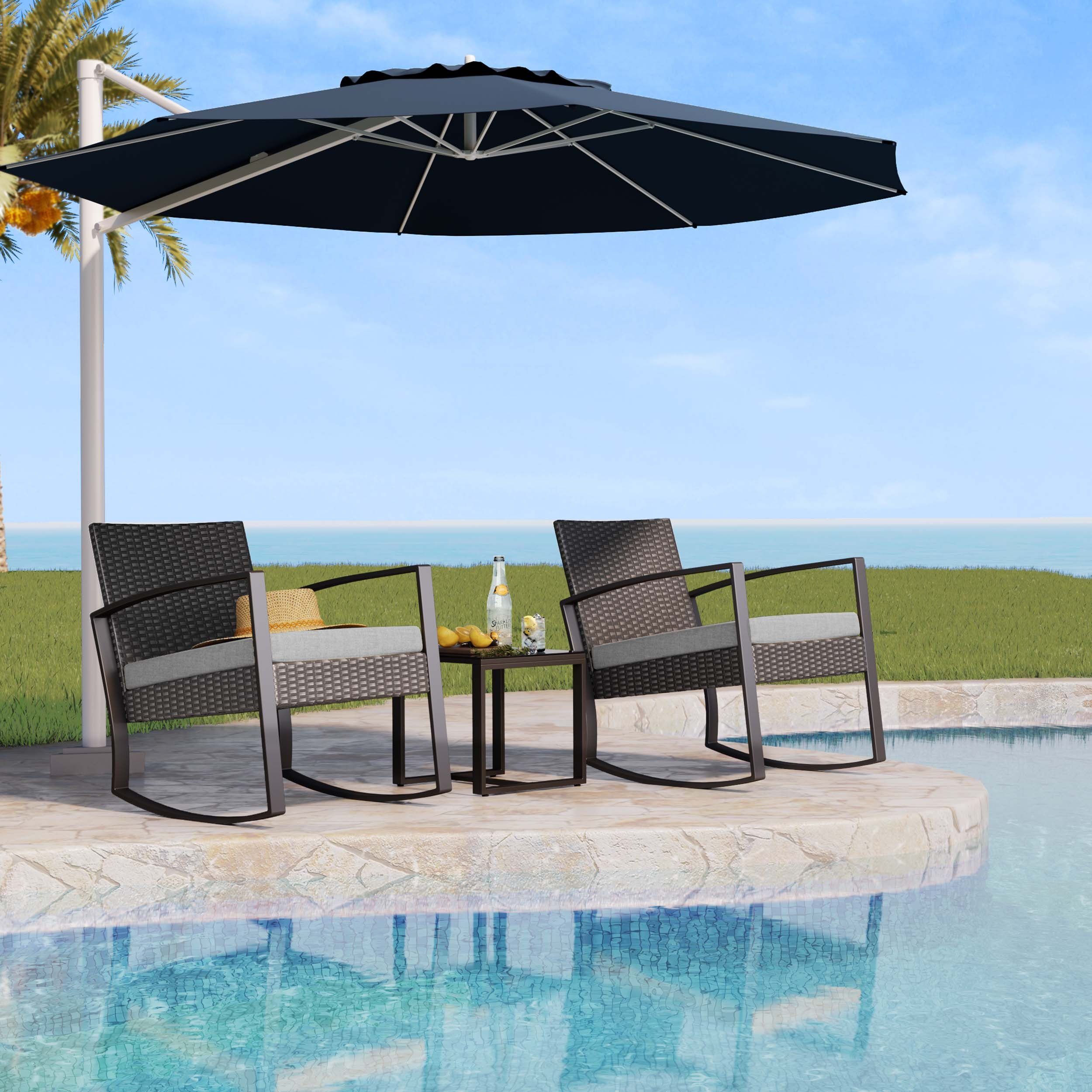 Bealife Balkonset, Balkonmöbel Set 2 Personen, Rattan Gartenmöbel 3 Teilig