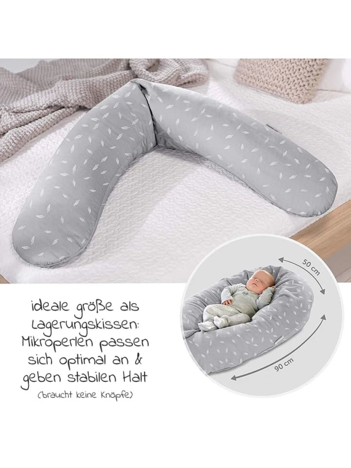 Theraline Stillkissen Das Original 190 cm - Leaves - Grau in grau günstig kaufen onesize