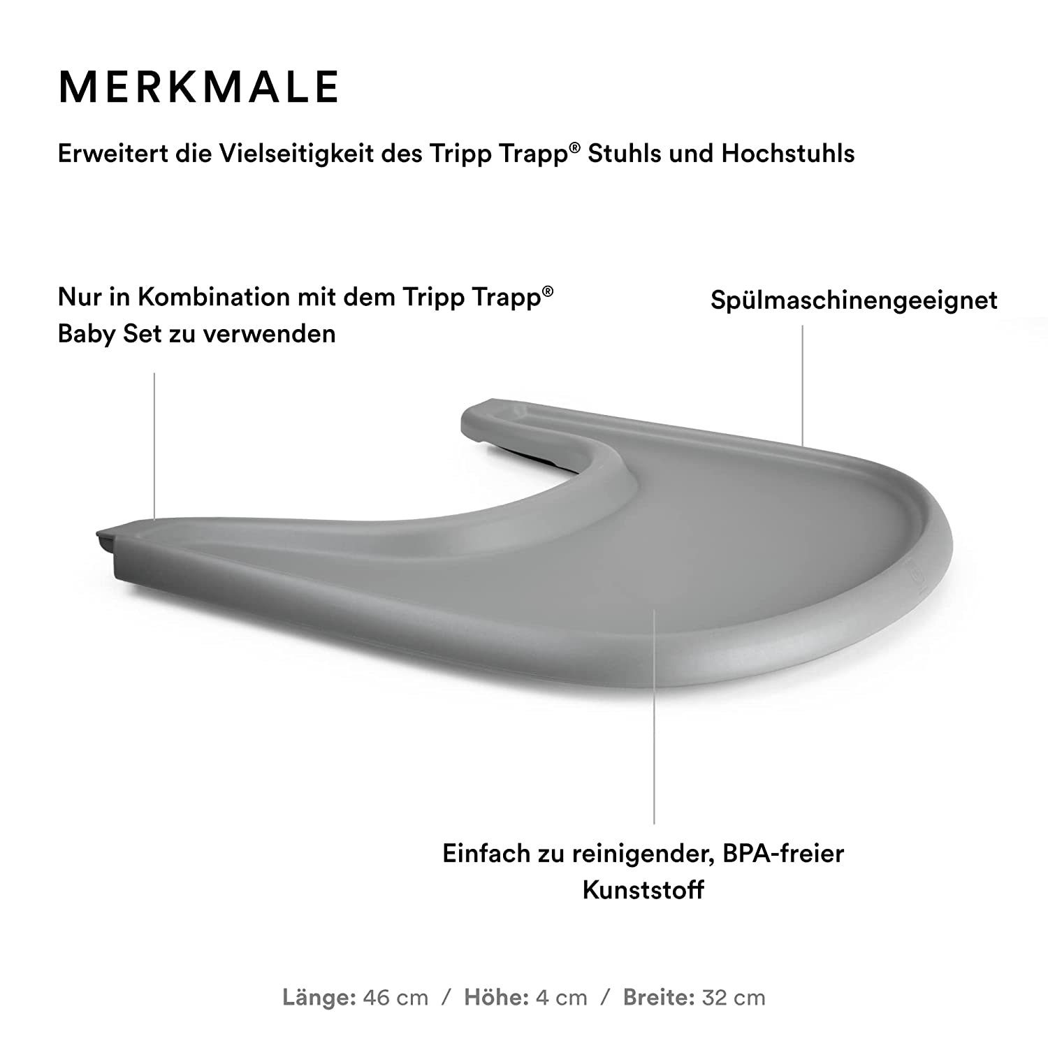 Stokke Hochstuhltablett Tray – Exklusiv für Tripp Trapp Stuhl + Tripp Trapp Baby Set, Bequem zu benutzen und zu reinigen – Für Kinder von 6–36 Monaten