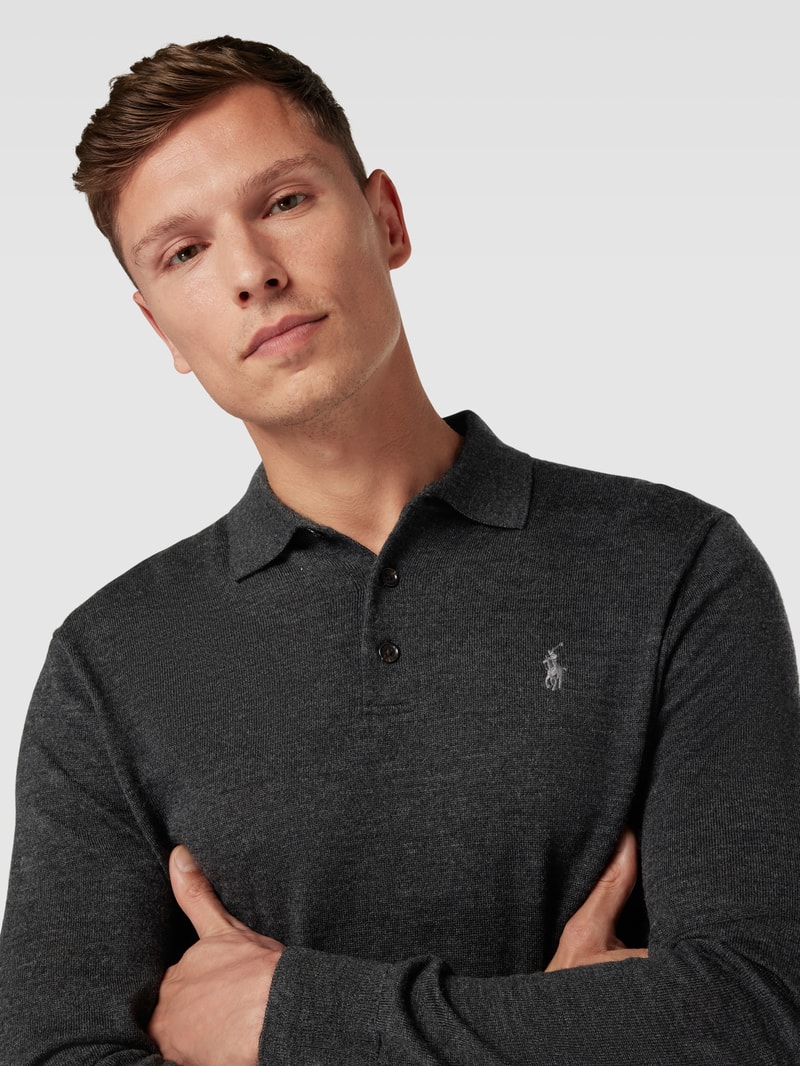 Strickpullover mit Label-Stitching in anthrazit