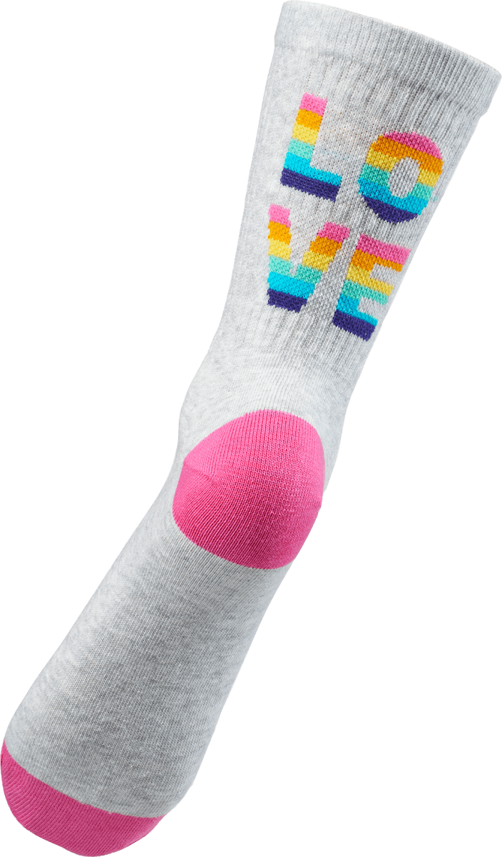 Crew Socken \Love\ grau & pink Gr. 39-42, 1 St