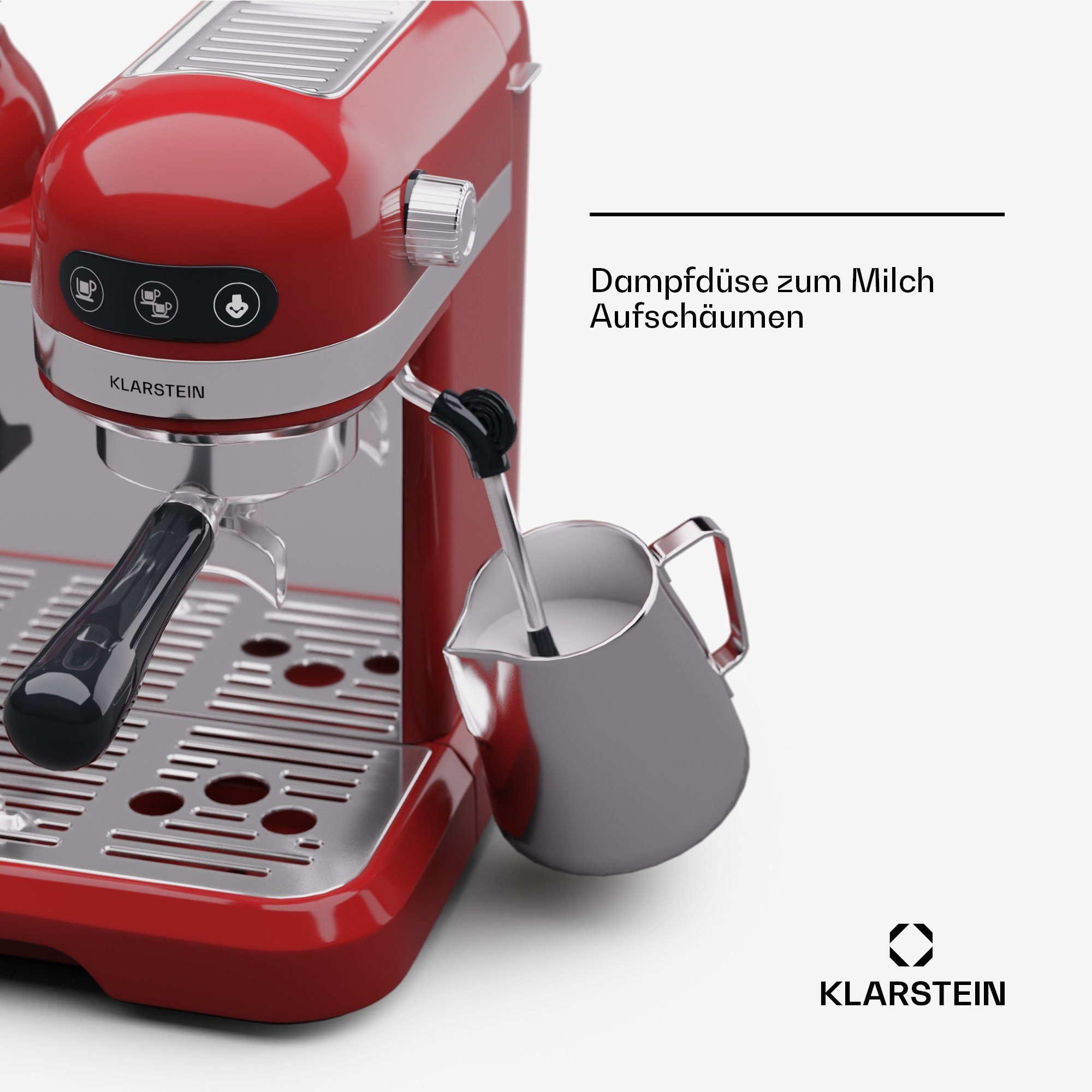 Klarstein Espressomaschine Bella Café Espresso, 1.4l Kaffeekanne, Elektrisch 20 Bar Kaffemaschine Tassenwärmer 1,4 L
