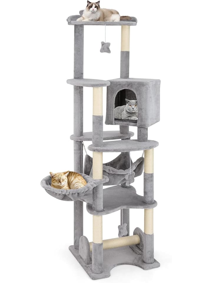 COSTWAY 176cm Kratzbaum Holz in Grau günstig kaufen onesize
