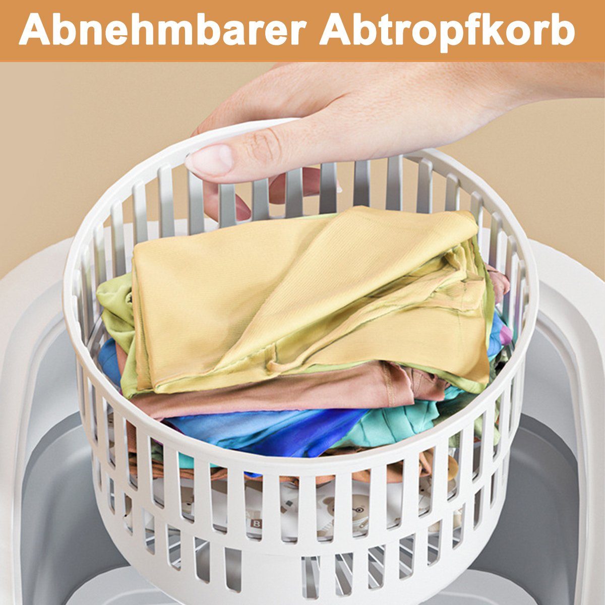 Hikeren Wäscheschleuder 10L Klappwaschmaschine mit Ablaufkorb,Für Babykleidung,Unterwäsche
